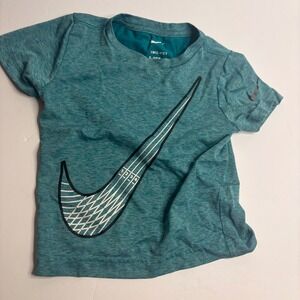 Nike Dri-FIT Toddler Boys Teal Heathered Graphic Swoosh Short Sleeve T-Shirt‎ 2T
